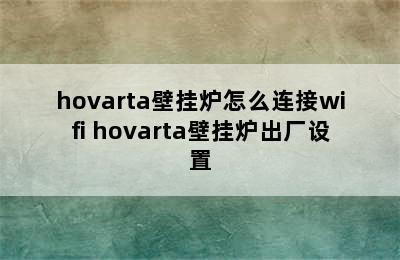 hovarta壁挂炉怎么连接wifi hovarta壁挂炉出厂设置